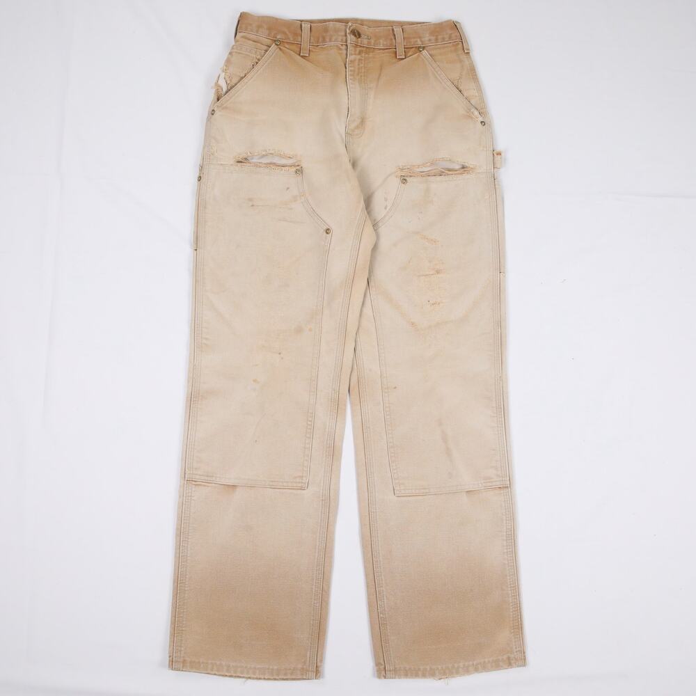 Vintage Carhartt B01 BRN Distressed Faded Brown Double Knee Carpenter Pant 29x31